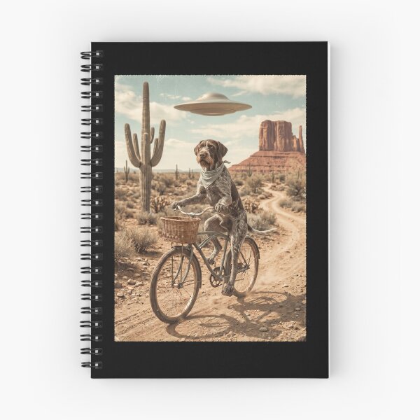Item preview, German Wirehaired Pointer Riding Bike Wild West Western UFO Dog Lover designed and sold by dian-rody-crest.