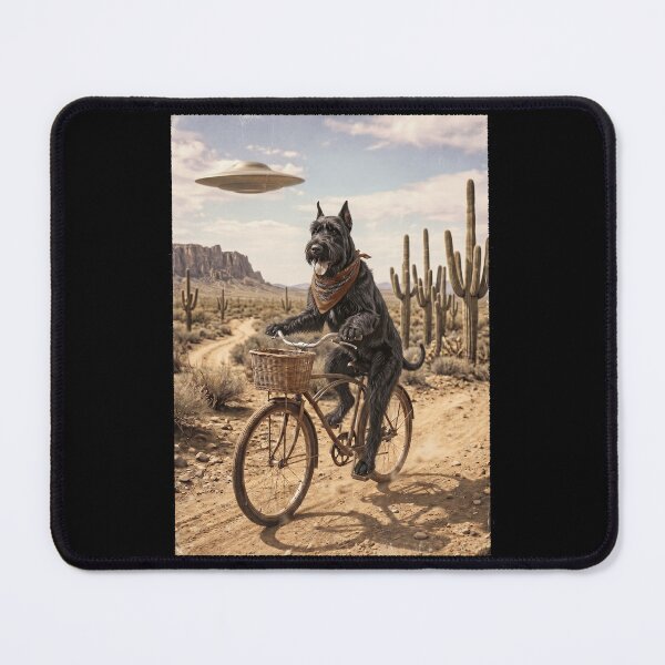 Item preview, Giant Schnauzer Riding Bike Wild West Western UFO Dog Lover designed and sold by dian-rody-crest.