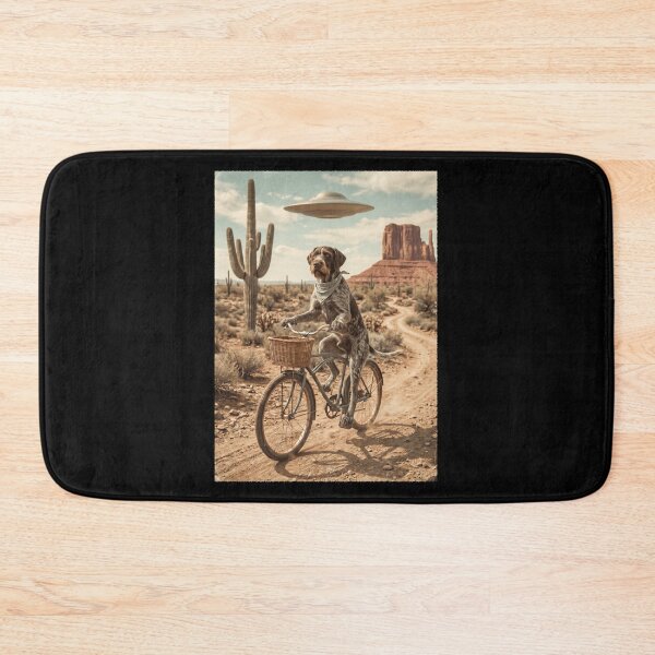 Item preview, German Wirehaired Pointer Riding Bike Wild West Western UFO Dog Lover designed and sold by dian-rody-crest.