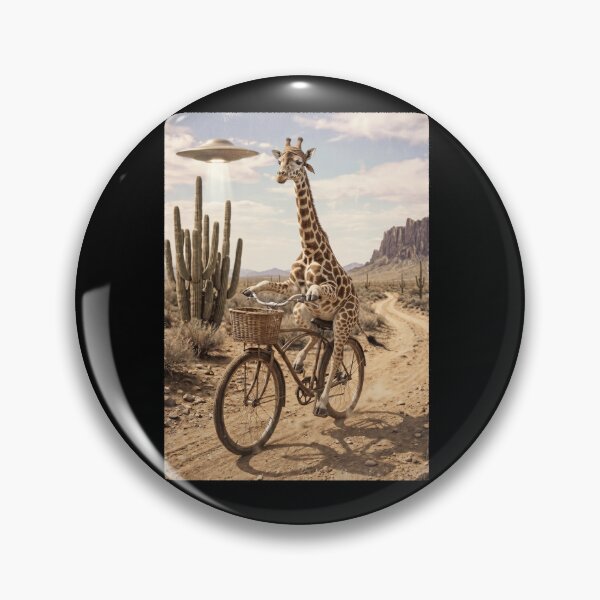 Item preview, Giraffe Riding Bike Wild West Western UFO Animal Lover designed and sold by dian-rody-crest.