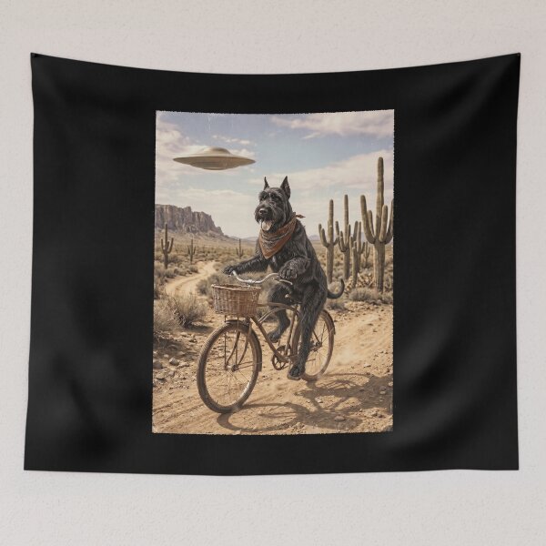 Item preview, Giant Schnauzer Riding Bike Wild West Western UFO Dog Lover designed and sold by dian-rody-crest.