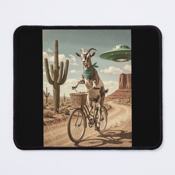 Item preview, Goat Riding Bike Wild West Western UFO Animal Lover designed and sold by dian-rody-crest.