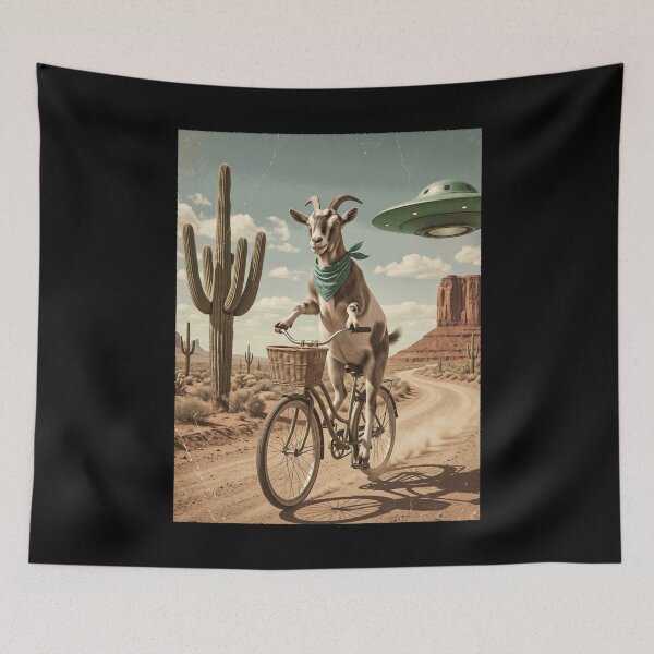 Item preview, Goat Riding Bike Wild West Western UFO Animal Lover designed and sold by dian-rody-crest.