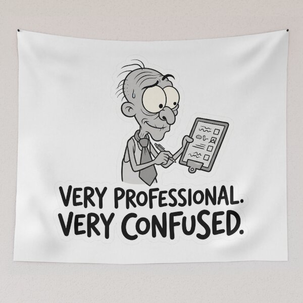 Item preview, Very Professional Very Confused Funny Work Humor designed and sold by CreativeArtisanPrints Shop.