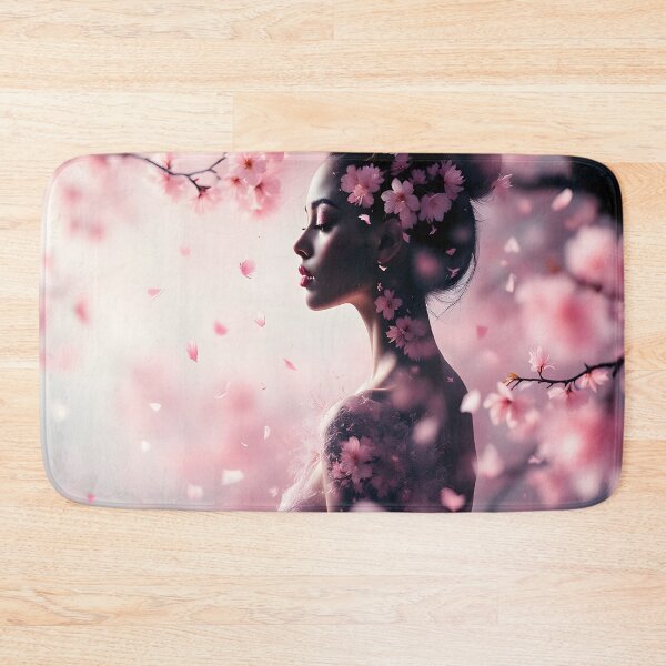 Item preview, Cherry Blossom Woman - Enchanted Pink Floral Portrait Fantasy Art designed and sold by DreamyWallVibes.