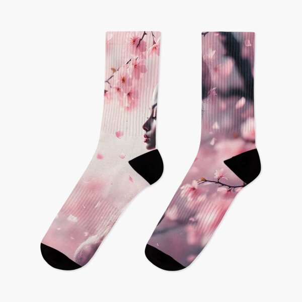 Item preview, Cherry Blossom Woman - Enchanted Pink Floral Portrait Fantasy Art designed and sold by DreamyWallVibes.