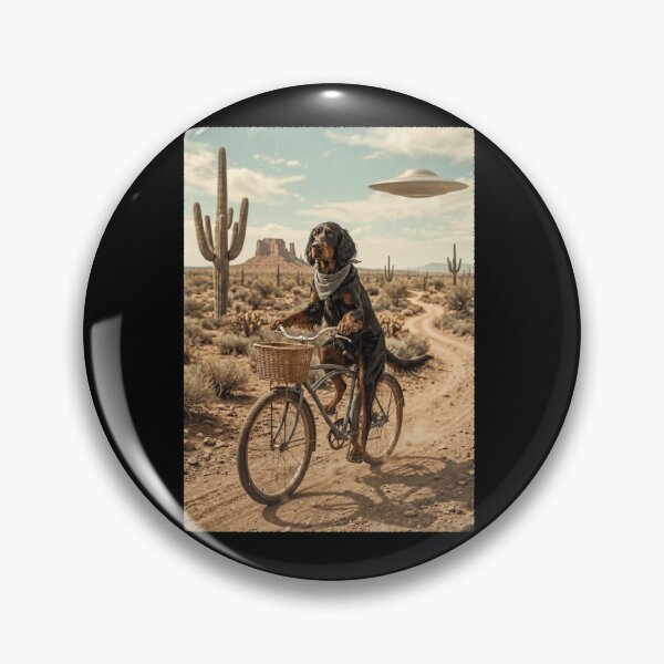 Item preview, Gordon Setter Riding Bike Wild West Western UFO Dog Lover designed and sold by dian-rody-crest.