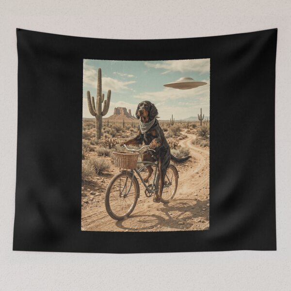 Item preview, Gordon Setter Riding Bike Wild West Western UFO Dog Lover designed and sold by dian-rody-crest.