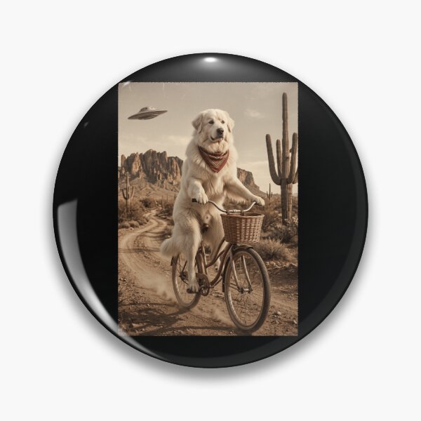 Item preview, Great Pyrenees Riding Bike Wild West Western UFO Dog Lover designed and sold by dian-rody-crest.
