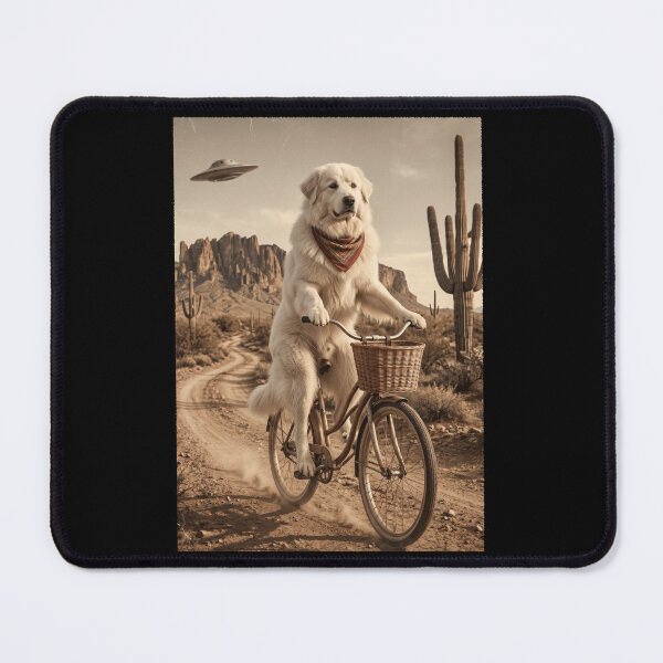 Item preview, Great Pyrenees Riding Bike Wild West Western UFO Dog Lover designed and sold by dian-rody-crest.