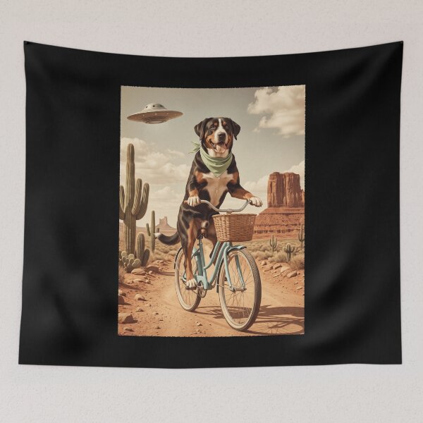 Item preview, Greater Swiss Mountain Dog Riding Bike Wild West Western UFO Dog Lover designed and sold by dian-rody-crest.