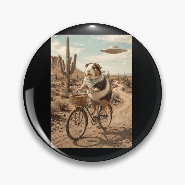 Item preview, Guinea Pig Riding Bike Wild West Western UFO Animal Lover designed and sold by dian-rody-crest.