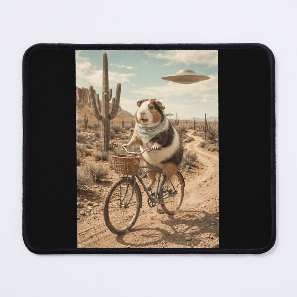 Item preview, Guinea Pig Riding Bike Wild West Western UFO Animal Lover designed and sold by dian-rody-crest.