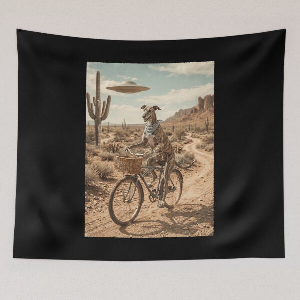 Item preview, Greyhound Riding Bike Wild West Western UFO Dog Lover designed and sold by dian-rody-crest.