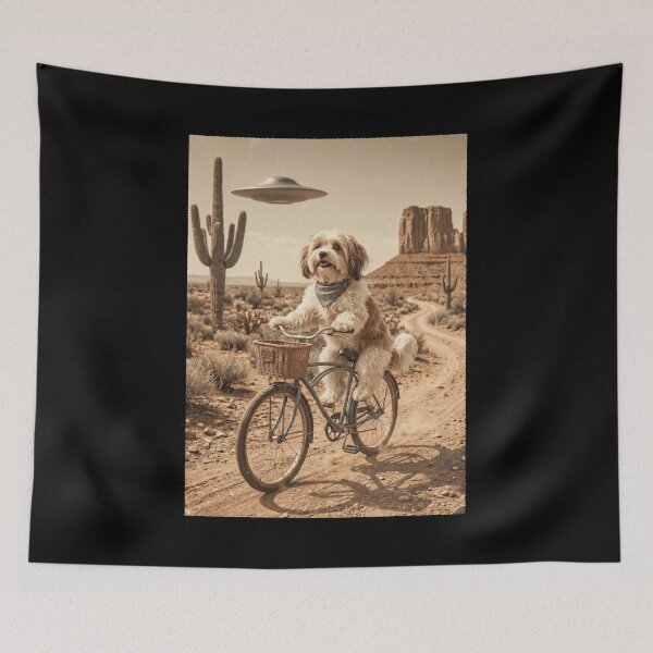 Item preview, Havanese Riding Bike Wild West Western UFO Dog Lover designed and sold by dian-rody-crest.