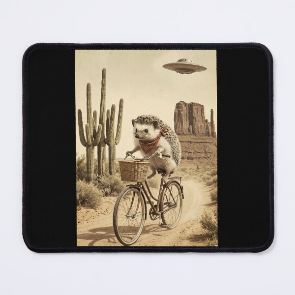 Item preview, Hedgehog Riding Bike Wild West Western UFO Animal Lover designed and sold by dian-rody-crest.