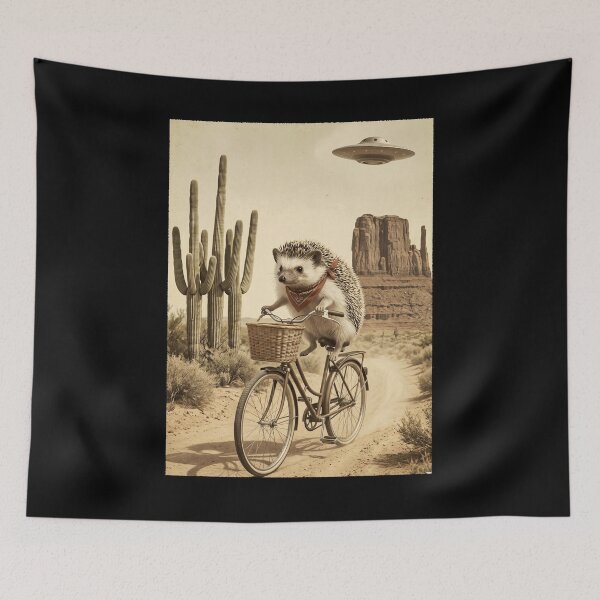 Item preview, Hedgehog Riding Bike Wild West Western UFO Animal Lover designed and sold by dian-rody-crest.