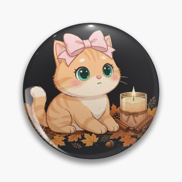 Item preview, Cute Fall Candle Cat Autumn Cozy Leaves Cinnamon designed and sold by Moody Vibes Studio.