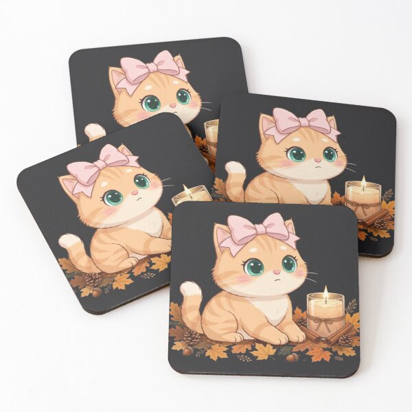 Item preview, Cute Fall Candle Cat Autumn Cozy Leaves Cinnamon designed and sold by Moody Vibes Studio.