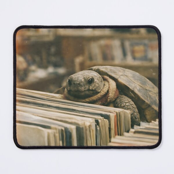 Item preview, Turtle Searching for an Old Music Record Wall Art | Whimsical Sea Turtle Explorer | Retro Photography Aesthetic Vintage Print designed and sold by PaintedPixels01.