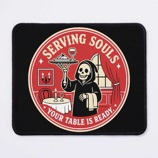 Item preview, Serving Souls Grim Reaper Waiter Badge designed and sold by Simon-art-land.