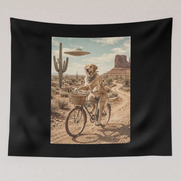 Item preview, Hovawart Riding Bike Wild West Western UFO Dog Lover designed and sold by dian-rody-crest.
