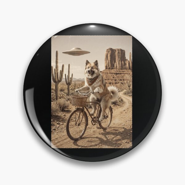 Item preview, Icelandic Sheepdog Riding Bike Wild West Western UFO Dog Lover designed and sold by dian-rody-crest.