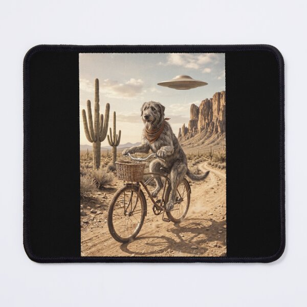Item preview, Irish Wolfhound Riding Bike Wild West Western UFO Dog Lover designed and sold by dian-rody-crest.