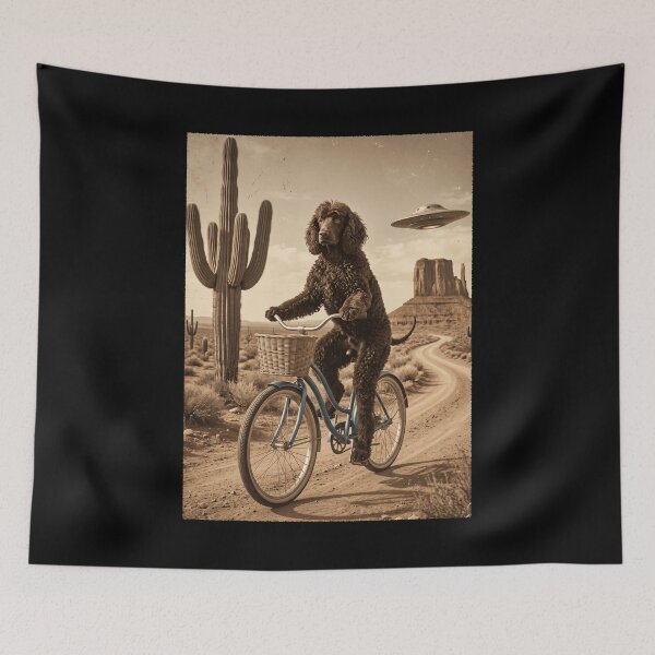 Item preview, Irish Water Spaniel Riding Bike Wild West Western UFO Dog Lover designed and sold by dian-rody-crest.