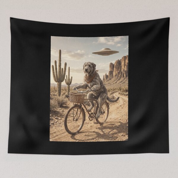 Item preview, Irish Wolfhound Riding Bike Wild West Western UFO Dog Lover designed and sold by dian-rody-crest.