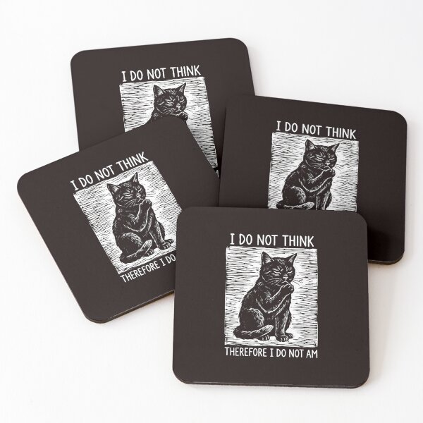 Item preview, I Do Not Think Therefore I Do Not Am Philosophical Black Cat designed and sold by w66aboo.