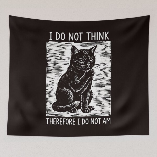 Item preview, I Do Not Think Therefore I Do Not Am Philosophical Black Cat designed and sold by w66aboo.