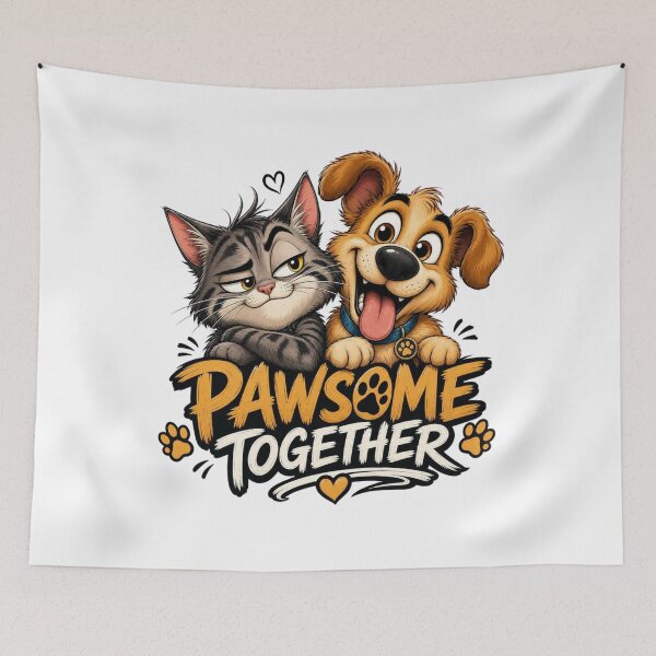 Item preview, Pawsome Together Cat & Dog Shirt | Funny Pet Lovers Cartoon Design Gift designed and sold by cats-dogs1.