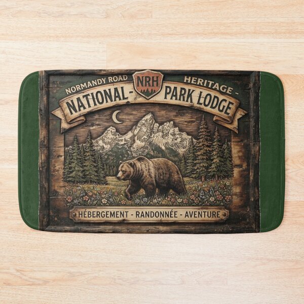 Item preview, National Park Lodge Bear and Mountain NRH designed and sold by Normandy Road Heritage.