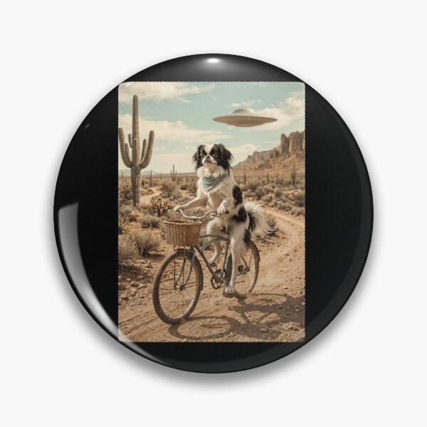 Item preview, Japanese Chin Riding Bike Wild West Western UFO Dog Lover designed and sold by dian-rody-crest.