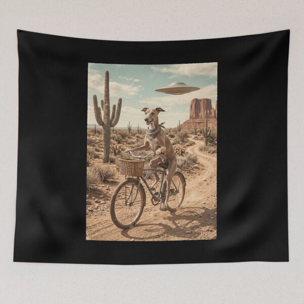 Item preview, Italian Greyhound Riding Bike Wild West Western UFO Dog Lover designed and sold by dian-rody-crest.