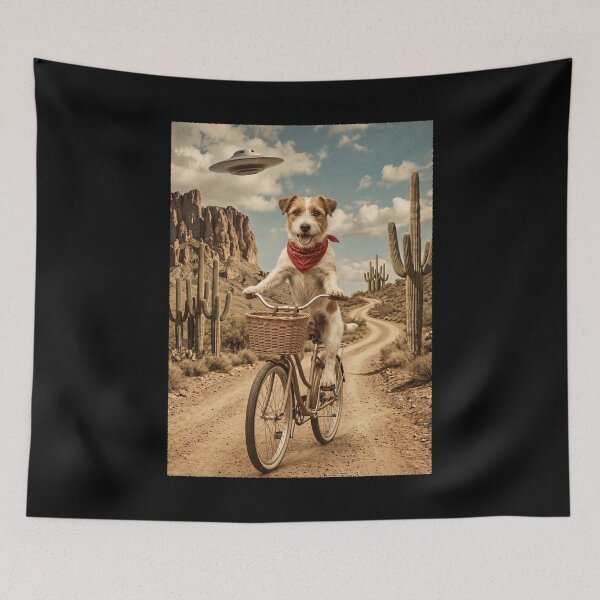 Item preview, Jack Russell Terrier Riding Bike Wild West Western UFO Dog Lover designed and sold by dian-rody-crest.