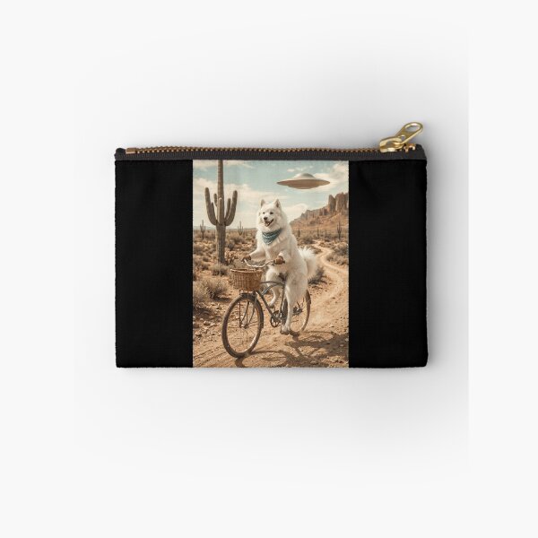Item preview, Japanese Spitz Riding Bike Wild West Western UFO Dog Lover designed and sold by dian-rody-crest.