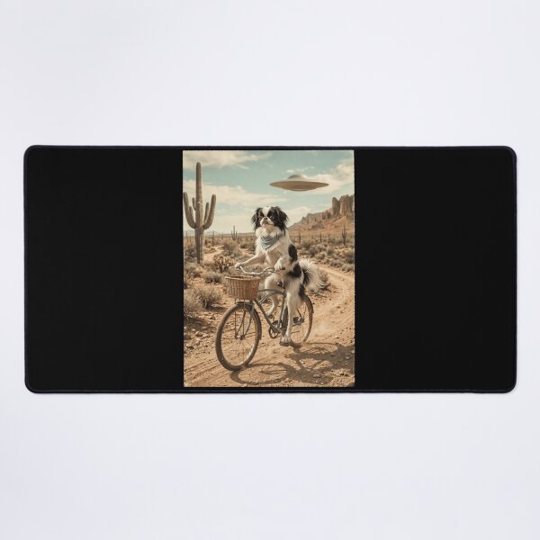 Item preview, Japanese Chin Riding Bike Wild West Western UFO Dog Lover designed and sold by dian-rody-crest.