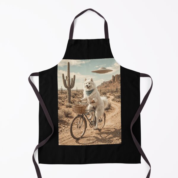 Item preview, Japanese Spitz Riding Bike Wild West Western UFO Dog Lover designed and sold by dian-rody-crest.