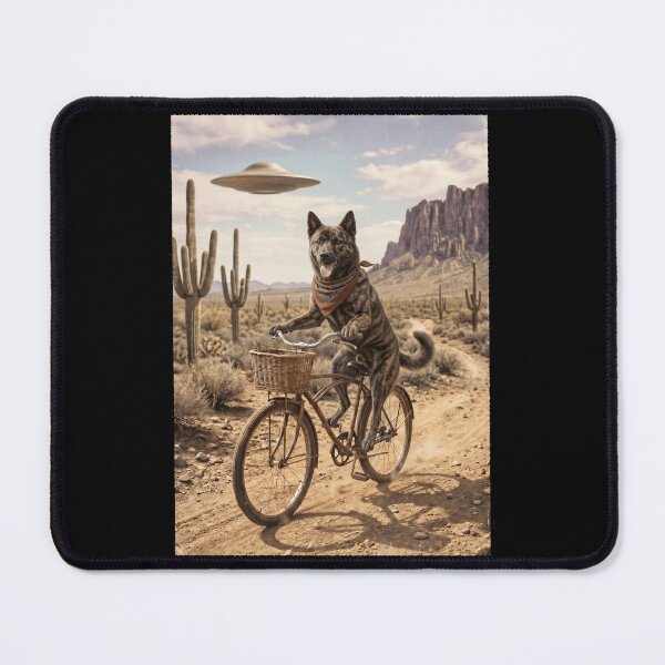 Item preview, Kai Ken Riding Bike Wild West Western UFO Dog Lover designed and sold by dian-rody-crest.