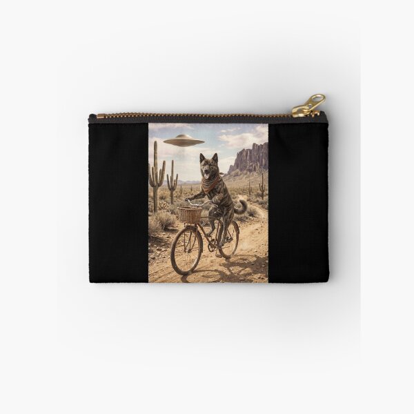 Item preview, Kai Ken Riding Bike Wild West Western UFO Dog Lover designed and sold by dian-rody-crest.