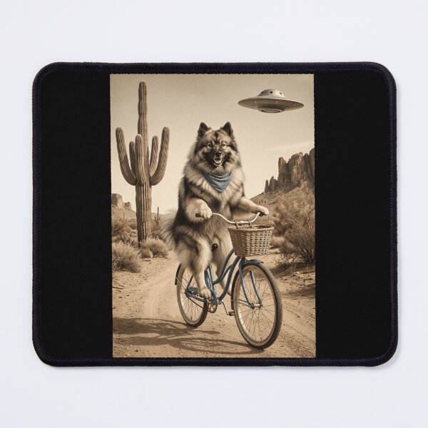 Item preview, Keeshond Riding Bike Wild West Western UFO Dog Lover designed and sold by dian-rody-crest.