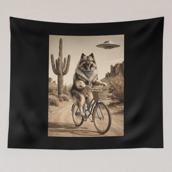 Item preview, Keeshond Riding Bike Wild West Western UFO Dog Lover designed and sold by dian-rody-crest.