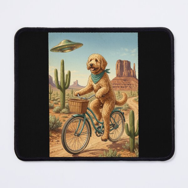 Item preview, Labradoodle Riding Bike Wild West Western UFO Dog Lover designed and sold by dian-rody-crest.