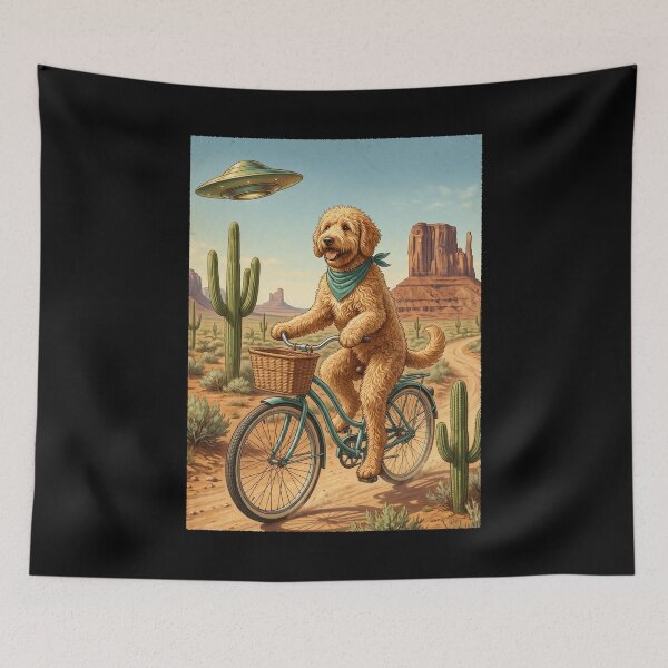 Item preview, Labradoodle Riding Bike Wild West Western UFO Dog Lover designed and sold by dian-rody-crest.