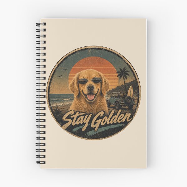 Item preview, Stay Golden | 90s Retro Golden Retriever Surf Skate California designed and sold by FireWildChild.