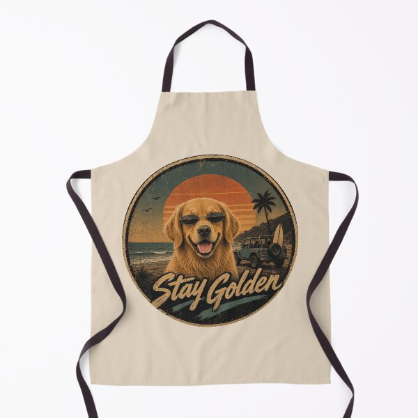 Item preview, Stay Golden | 90s Retro Golden Retriever Surf Skate California designed and sold by FireWildChild.