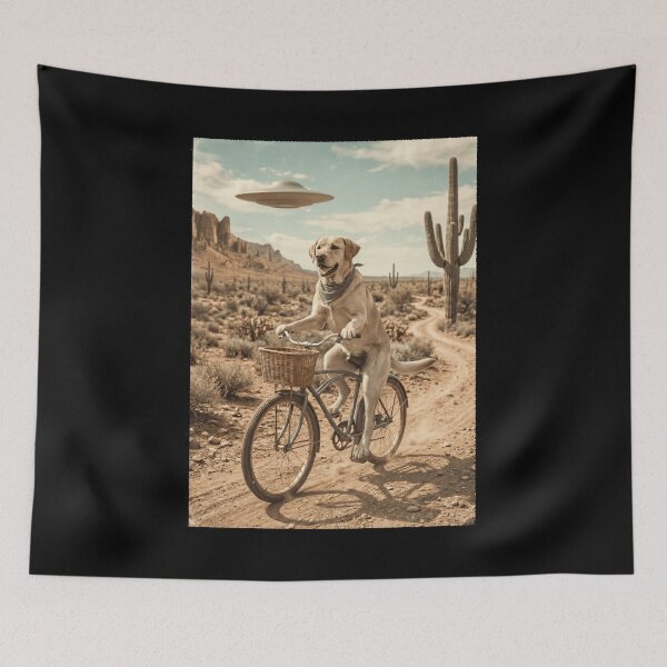 Item preview, Labrador Retriever Riding Bike Wild West Western UFO Dog Lover designed and sold by dian-rody-crest.