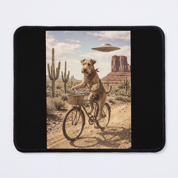 Item preview, Lakeland Terrier Riding Bike Wild West Western UFO Dog Lover designed and sold by dian-rody-crest.